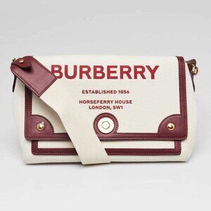 Burberry Beige/Garnet Canvas and Leather Horseferry Note Crossbody Bag